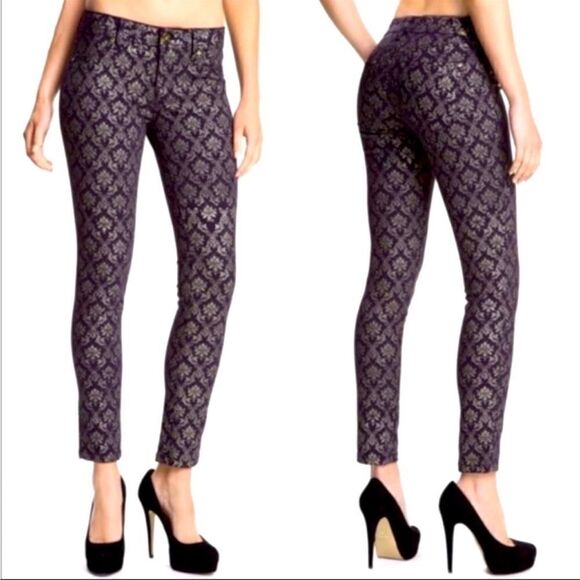 NWT DL1961 Premium Denim Emma Ornate
Leggings - Purple and Faded Gold Damask 27 - Picture 1 of 14